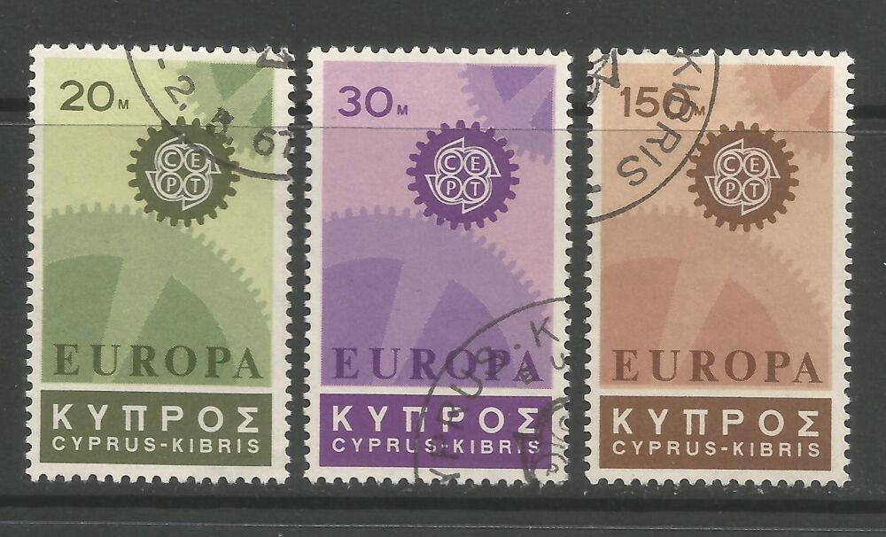 Cyprus Stamps SG 302-04 1967 Europa Cogwheel - USED (n824)