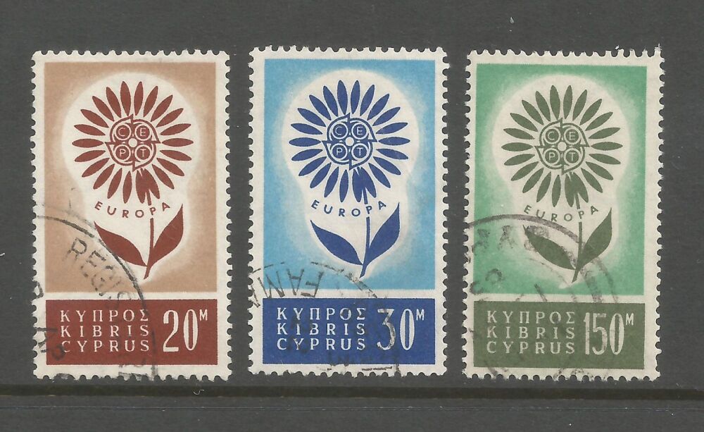 Cyprus Stamps SG 249-51 1964 Europa Flower - USED (n834)