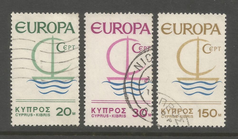 Cyprus Stamps SG 280-82 1966 Europa Ship - USED (n854)