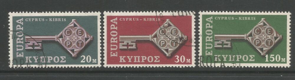 Cyprus Stamps SG 319-21 1968 Europa key - USED (n829)