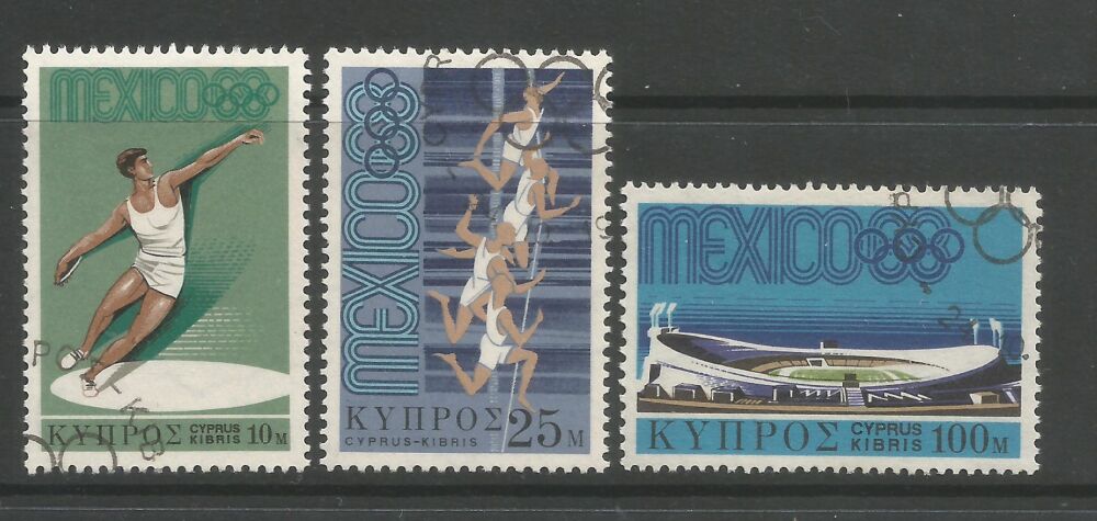 Cyprus Stamps SG 324-26 1968 Mexico Olympic games - USED (n830)
