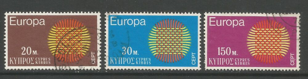 Cyprus Stamps SG 345-47 1970 Europa Sun - USED (n846)