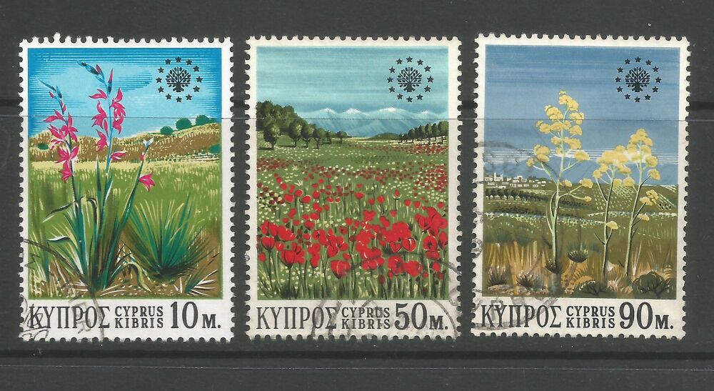 Cyprus Stamps SG 348-50 1970 Conservation year Flowers - USED (n847)
