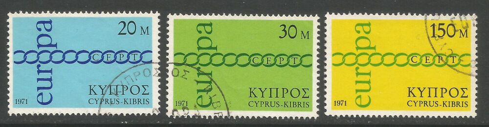 Cyprus Stamps SG 372-74 1971 Europa Chain - USED (n870)