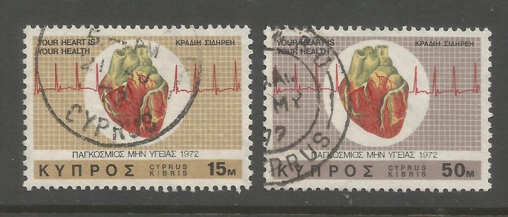 Cyprus Stamps SG 385-86 1972 Heart - USED (n864)