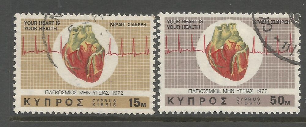 Cyprus Stamps SG 385-86 1972 Heart - USED (n865)