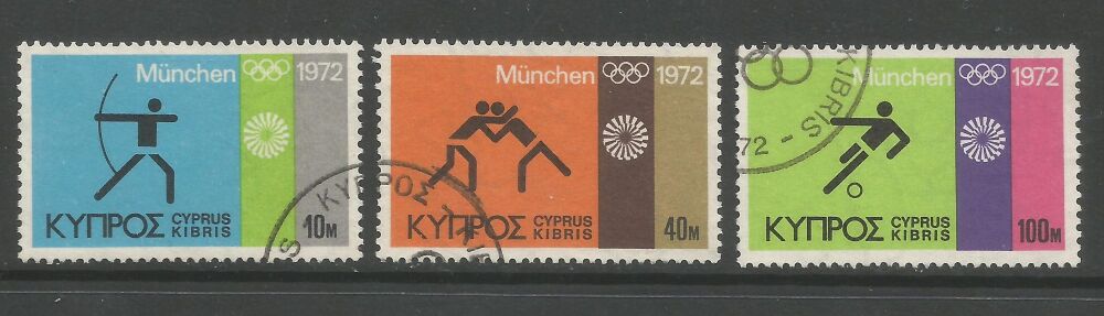 Cyprus Stamps SG 390-92 1972 Munich Olympic Games - USED (n877)
