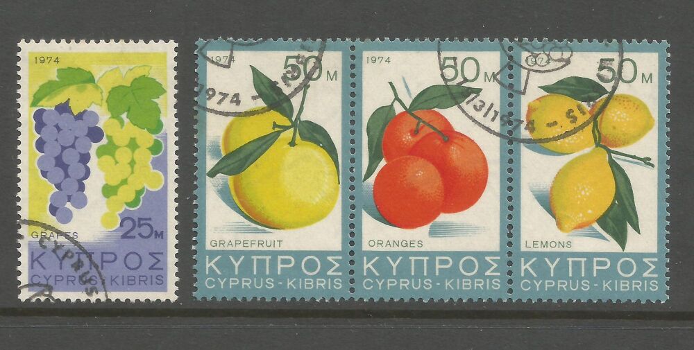 Cyprus Stamps SG 419-22 1974 Fruit - USED (n894)