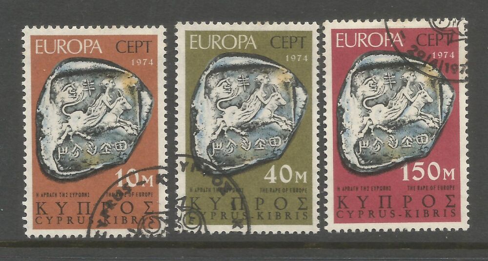 Cyprus Stamps SG 423-25 1974 Europa Sculpture - USED (n896)