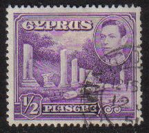 Cyprus Stamps SG 152a 1951 KGVI 1/2 Piastre - USED (g159)