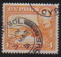 Cyprus Stamps SG 154 1938 KGVI  1 Piastre - USED (g200)