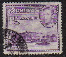 Cyprus Stamps SG 155a 1943 KGVI  1 1/2  Piastres - USED (g194)