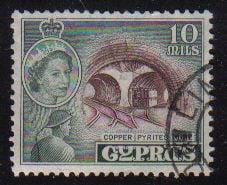 Cyprus Stamps SG 176 1955 QEII  10 Mils - Used (e363)