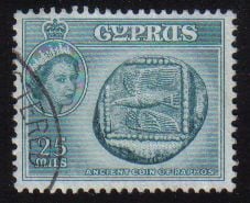 Cyprus Stamps SG 179 1955 QEII  25 Mils - USED (e371)