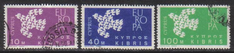 Cyprus Stamps SG 206-08 1962 Europa Doves - USED (g946)