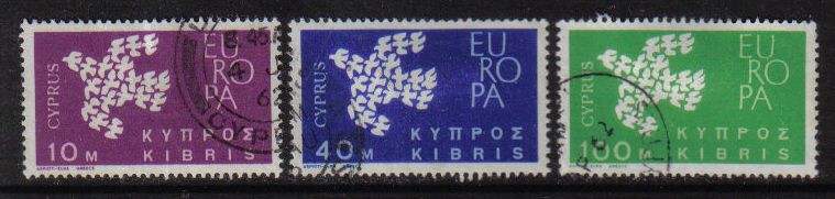 Cyprus Stamps SG 206-08 1962 Europa Doves - USED (g354)