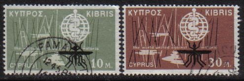 Cyprus Stamps SG 209-10 1962 Malaria Eradication - USED (g353)