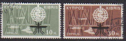 Cyprus Stamps SG 209-10 1962 Malaria Eradication - USED (b647)