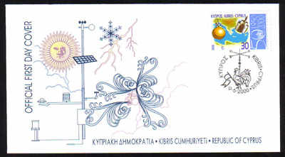 Cyprus Stamps SG 0999 2000 Meteorological Organization - Official FDC