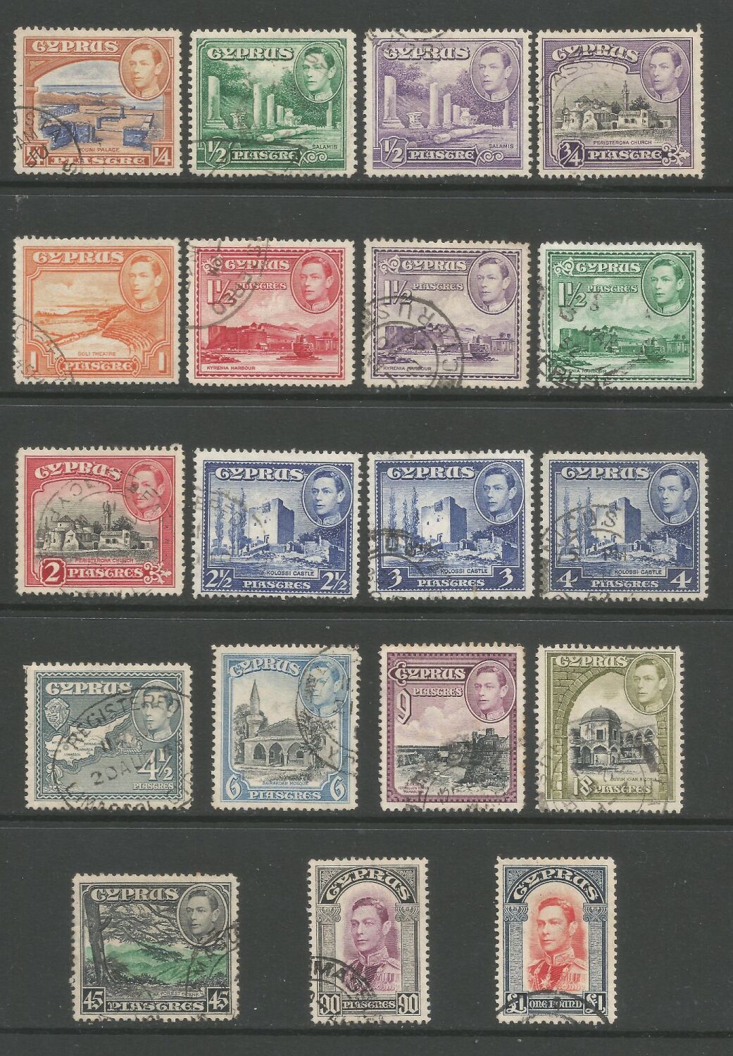 Cyprus Stamps SG 151-63 1938 KG VI - USED (n771)