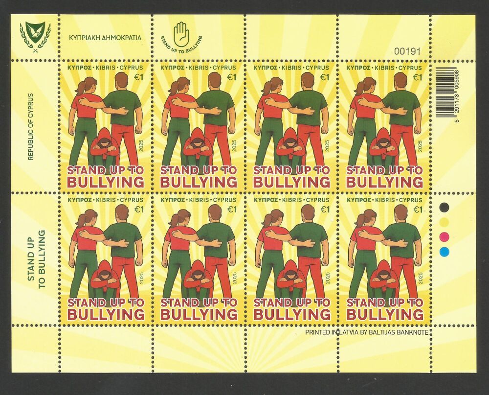 Cyprus Stamps SG 2025 (f) Stand up to Bullying Full Sheet - MINT