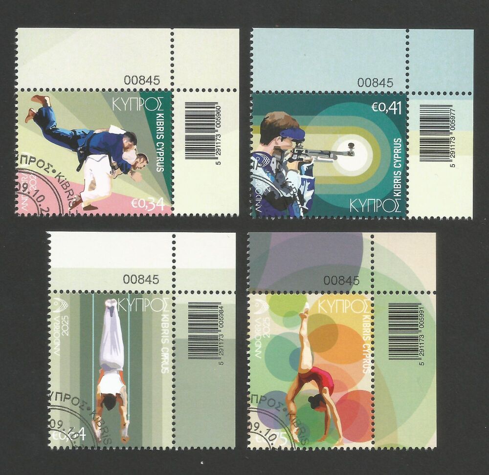 Cyprus Stamps SG 2025 (h) Games of the Small states of Europe (GSSE) Control Numbers - CTO USED (R146)