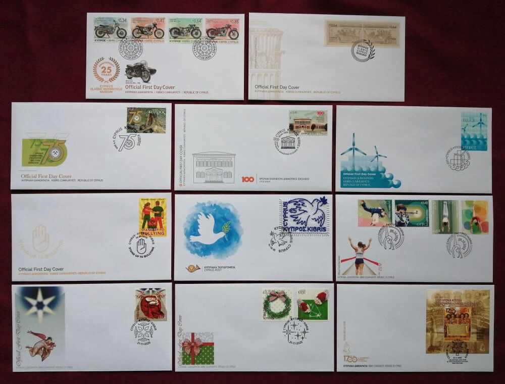 Cyprus Stamps 2025 Complete Year Set "Dove" Stamp  cover included - Official FDCs