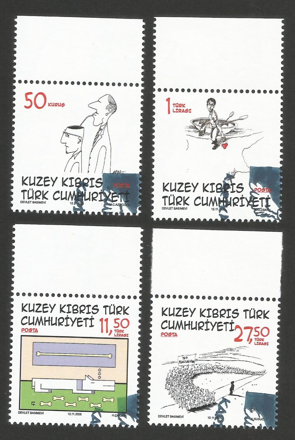 North Cyprus Stamps SG 2025 (d) Works of our Cartoon Artists - CTO USED (R1
