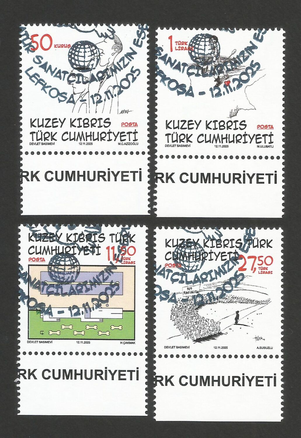 North Cyprus Stamps SG 2025 (d) Works of our Cartoon Artists - CTO USED (R1