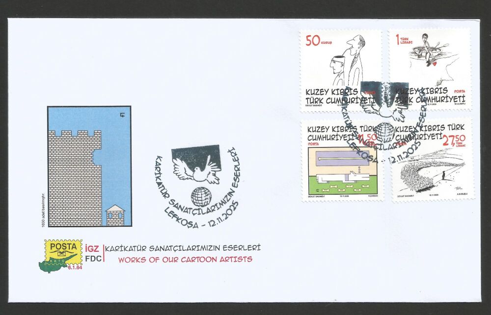 North Cyprus Stamps SG 2025 (d) Works of our Cartoon Artists - Official FDC