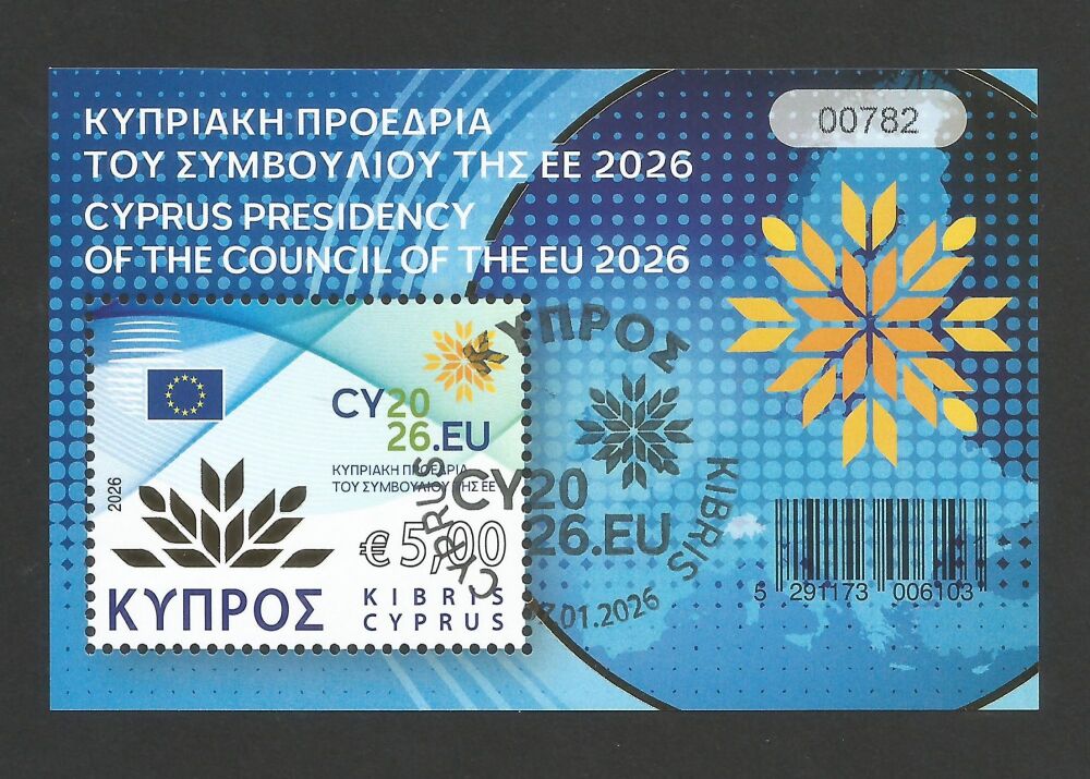 Cyprus Stamps SG 2026 (a) Cyprus Presidency of the Council of the European Union -  Mini Sheet CTO USED (r247))