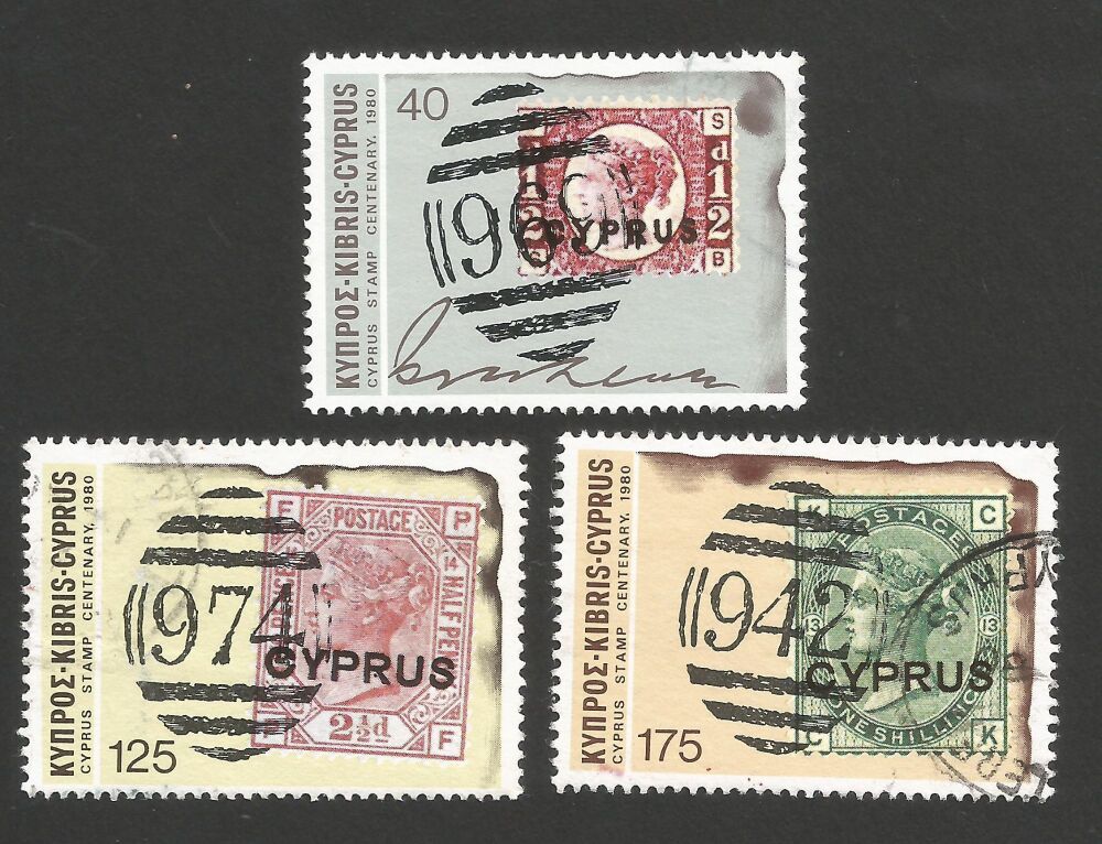 Cyprus Stamps SG 536-38 1980 Stamp Centenary - CTO USED (r206)
