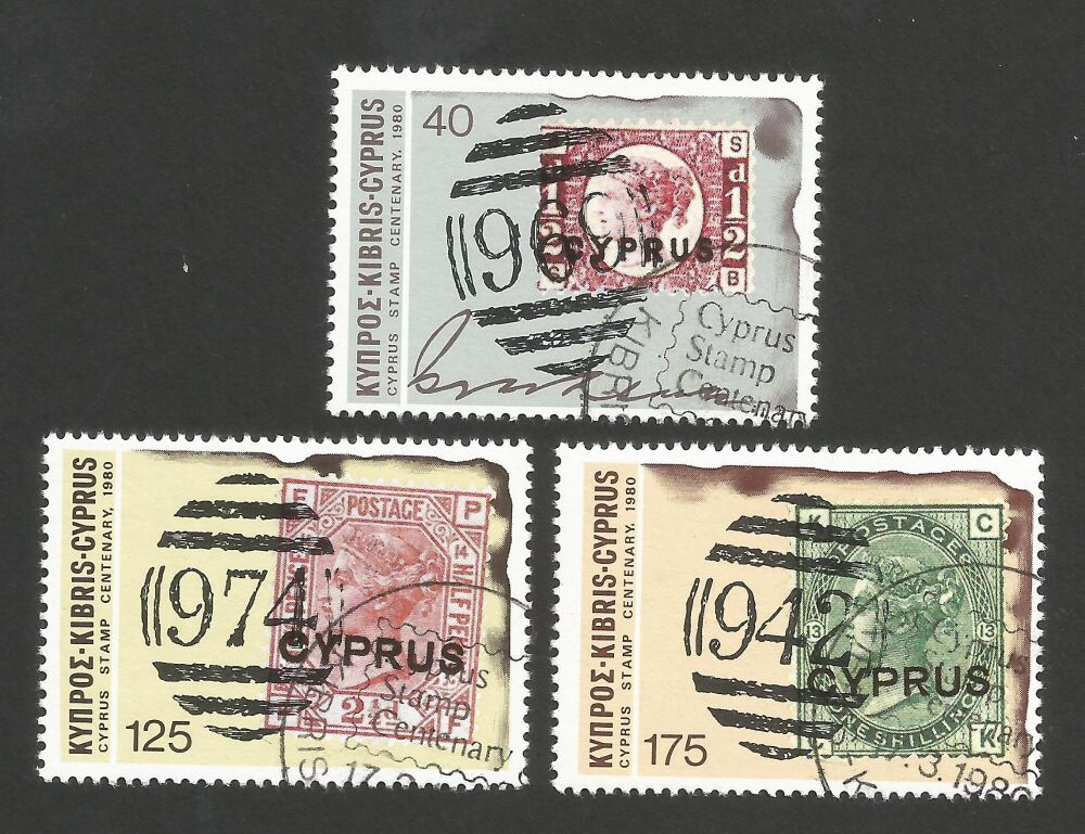 Cyprus Stamps SG 536-38 1980 Stamp Centenary - CTO USED (r207)