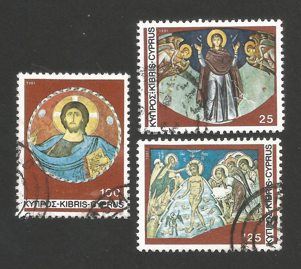 Cyprus Stamps SG 581-83 1981 Christmas murals - USED (r218)
