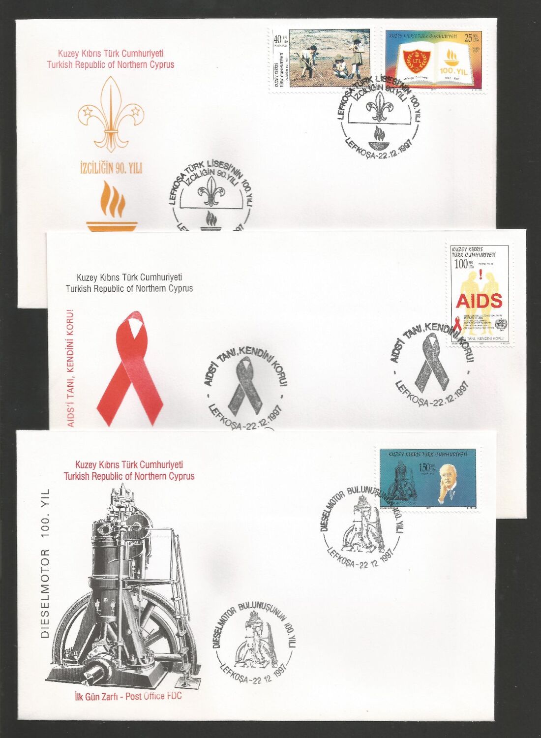North Cyprus Stamps SG 455-58 1997 Anniversaries - Official FDC