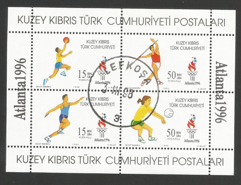 North Cyprus Stamps SG 429 MS 1996 Atlanta Olympic Games - CTO USED (r275)