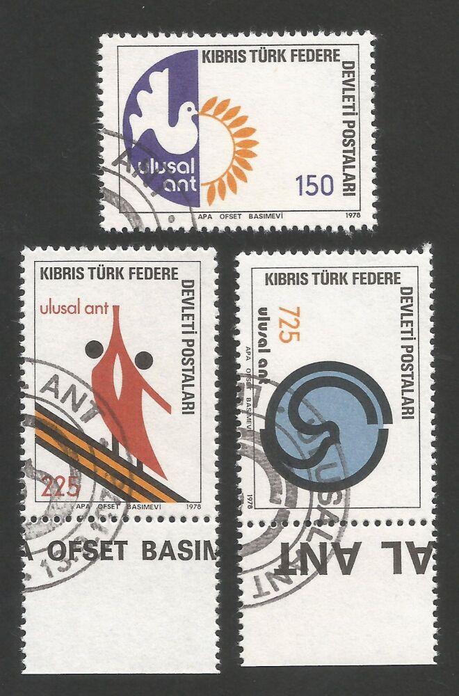 North Cyprus Stamps SG 068-70 1978 National Oath - CTO USED (r249))