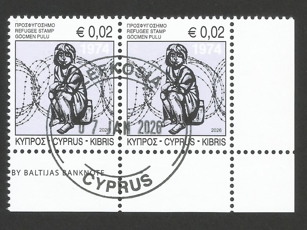 Cyprus Stamps 2026 Refugee Fund Tax Pair - CTO USED (r290)