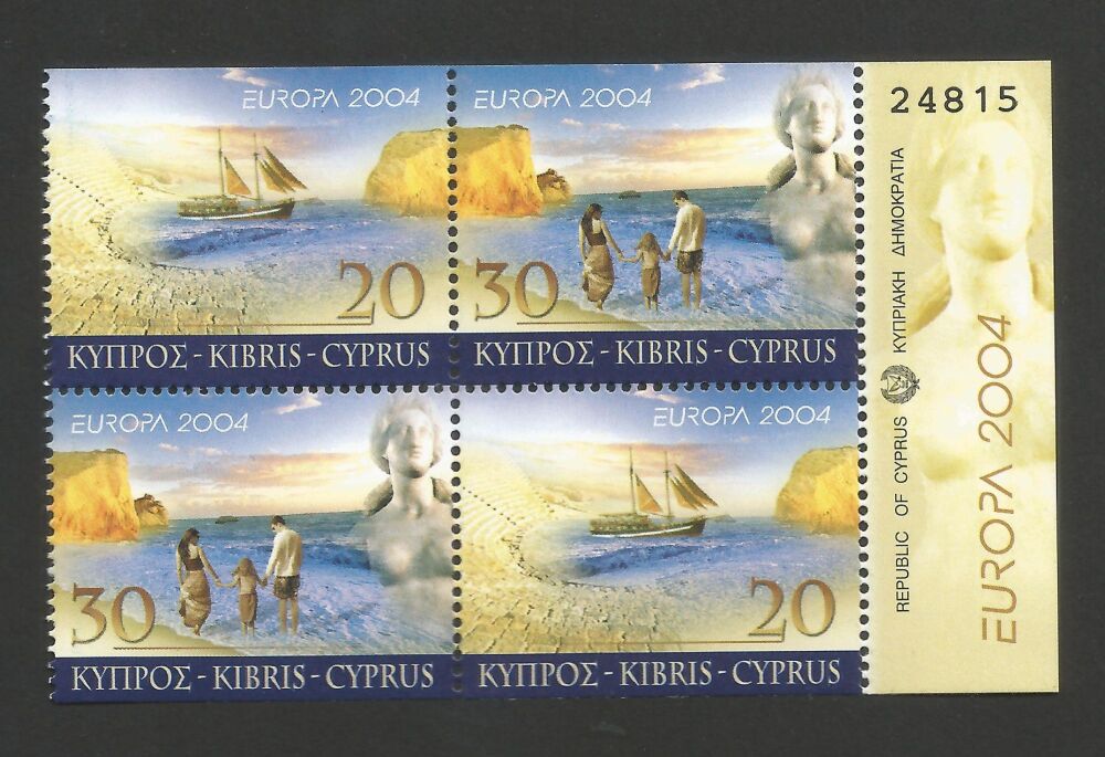 Cyprus Stamps SG 1073-74 2004 Europa Holidays - Booklet pane Control Numbers MINT (r368)