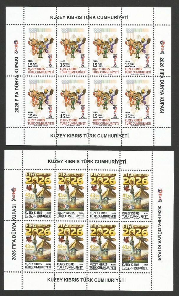 North Cyprus Stamps SG 2026 (a) World Cup Football - Full Sheet MINT