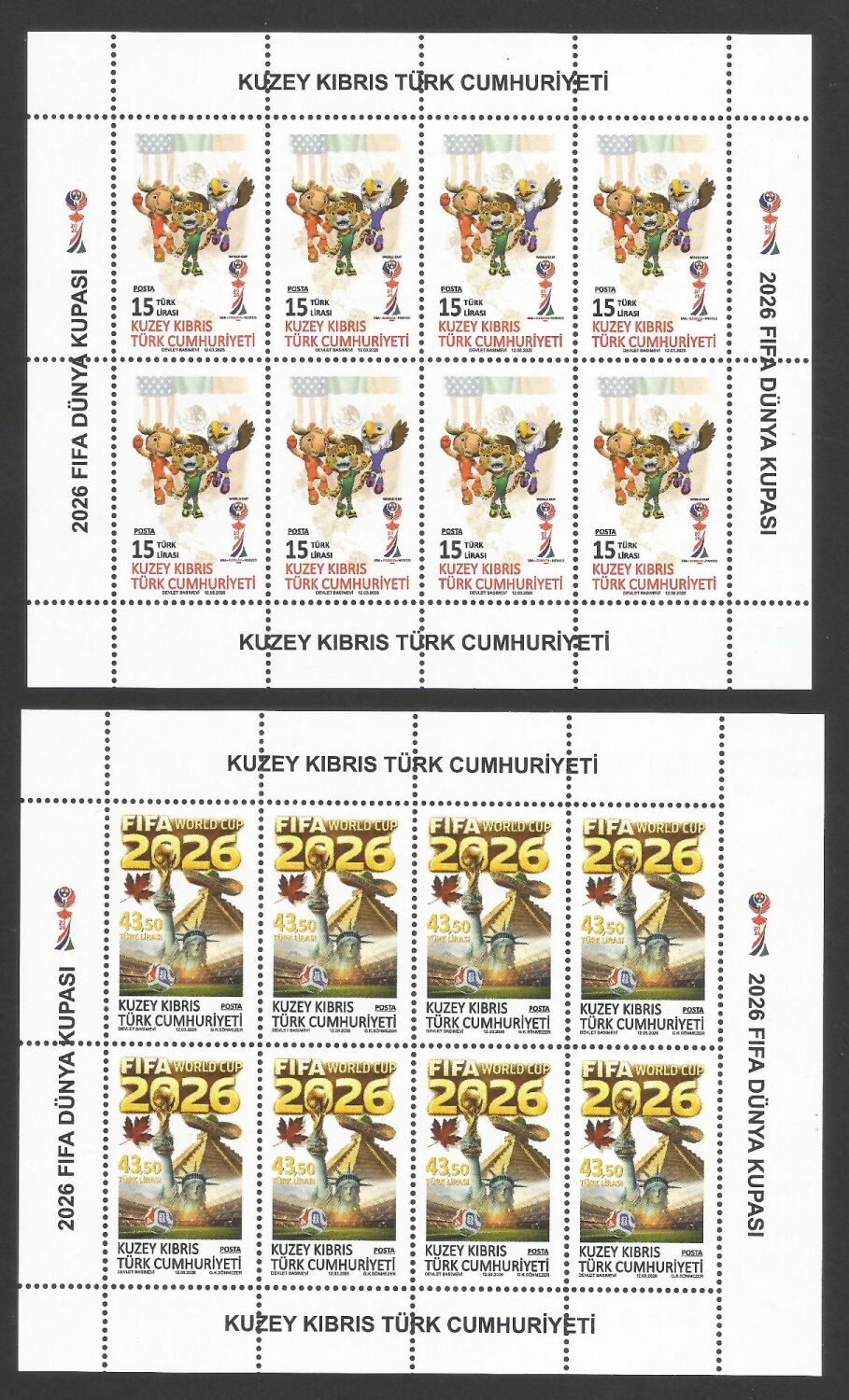 North Cyprus Stamps SG 2026 (a) World Cup Football - Full Sheet MINT