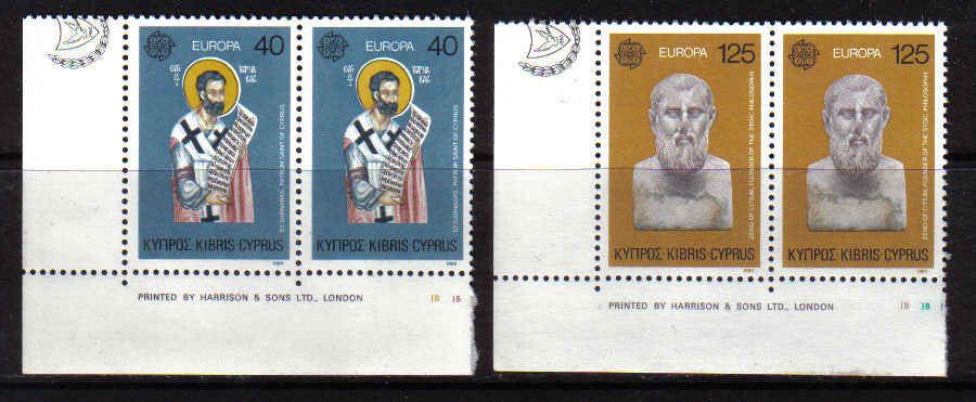 Cyprus Stamps SG 540-41 1980 Europa personlities Barnabas & Zenon - Pair MINT (P20)