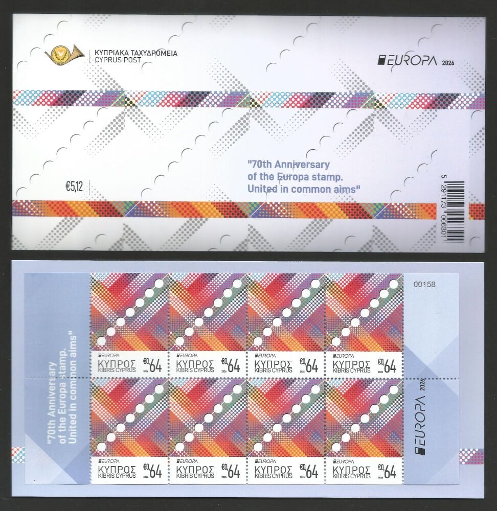 Cyprus Stamps SG 2026 (f) 70th Anniversary stamp Europa, United in common aims - Booklet MINT