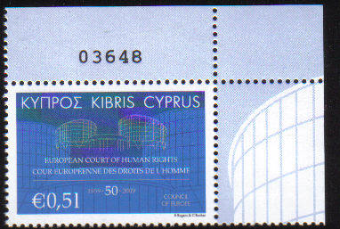 Cyprus Stamps SG 1206 2009 50th Anniversary of the European Court of Human Rights - Control Numbers MINT (c828)
