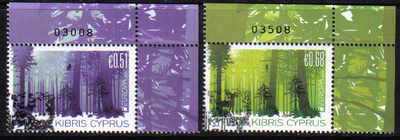 Cyprus Stamps SG 1246-47 2011 Europa Forests Control numbers - USED (e166)
