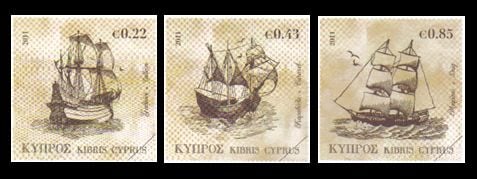 2011 Tall Ships Cyprus stamps 3 values - Sample Image only