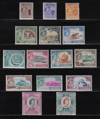 Cyprus Stamps SG 173-87 1955 Definitives full set - MLH
