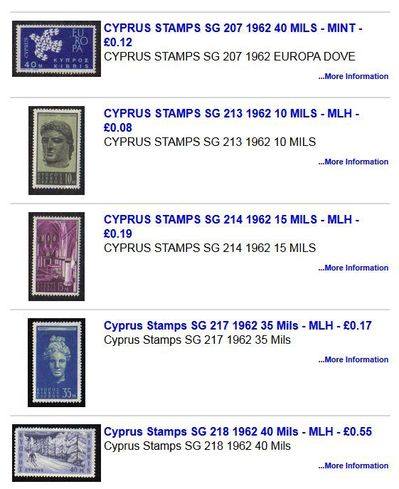 Single Cyprus stamps available at www.cyprusstamps.co.uk