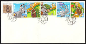 Cyprus Stamps SG 1257-61 2011 Aesops Fables The Hare and the Tortoise - Unofficial FDC (e393)