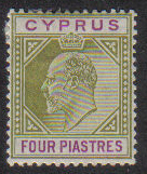 Cyprus Stamps SG 066 1905 Four Piastres - MH (e544)